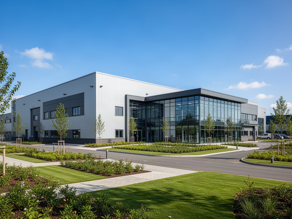 Modern UK commercial warehouse and office building