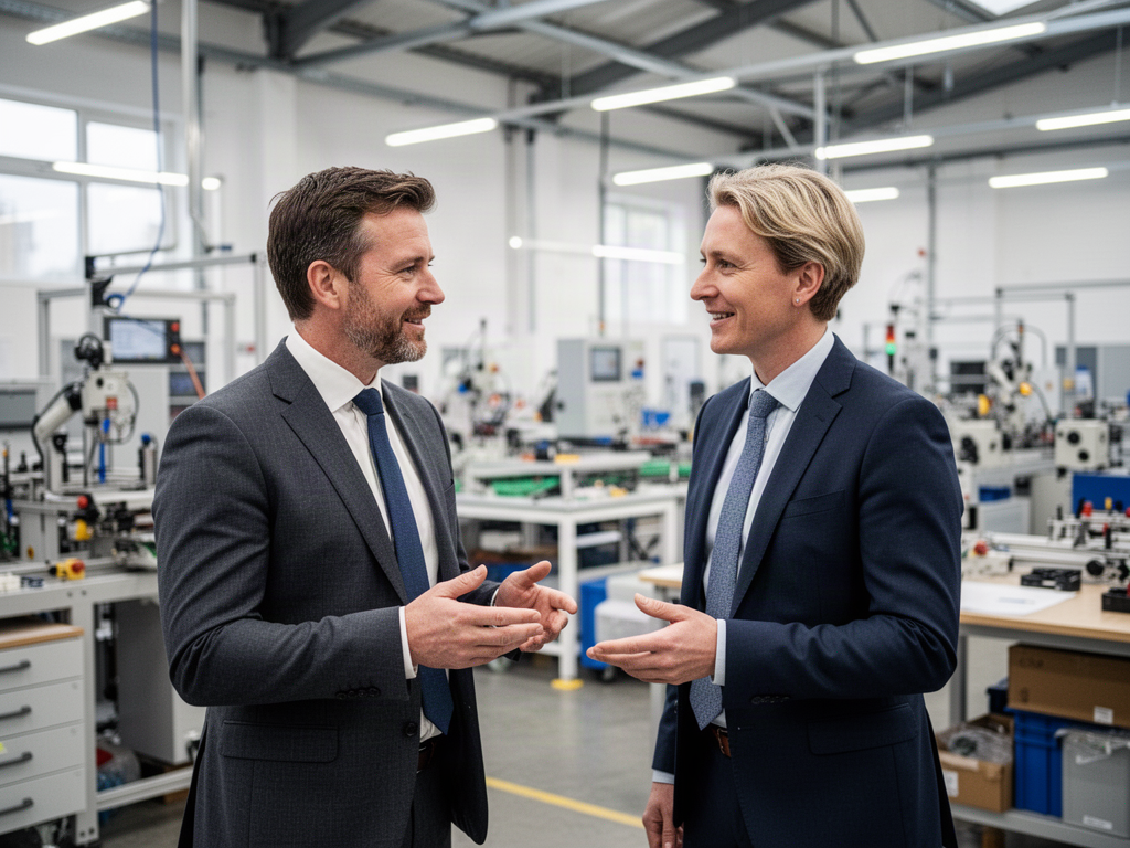 UK business owners discussing finance for company growth